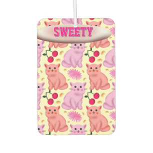 Custom Cute Cat Cherry Floral Pattern Car Air Freshener