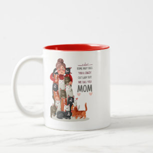 Custom Cute Cat Mum Crazy Cat Lady Two-Tone Coffee Mug