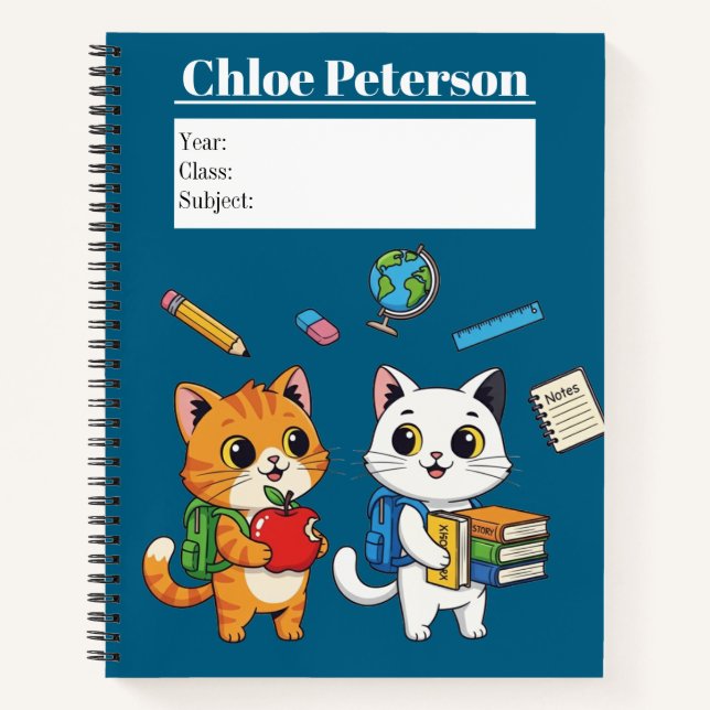 Custom Cute Cats Back-to-School Personalised  Notebook (Front)