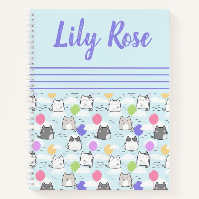 Custom Cute Cats Pattern Kid's Notebook (Front)