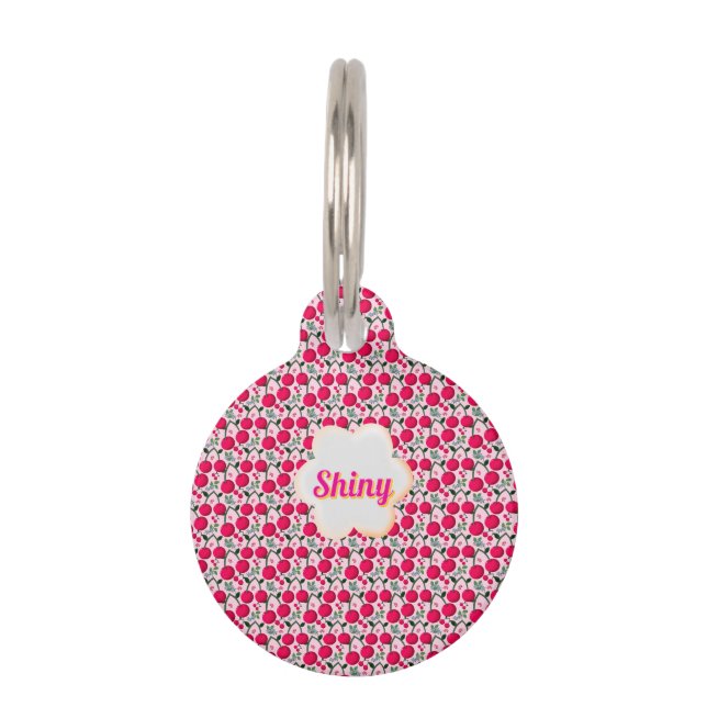 Custom cute cherry pattern  pet tag (Front)