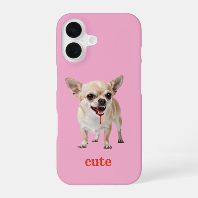 Custom Cute Chihuahua Aggro Nasty Vicious iPhone 16 Case (Back)