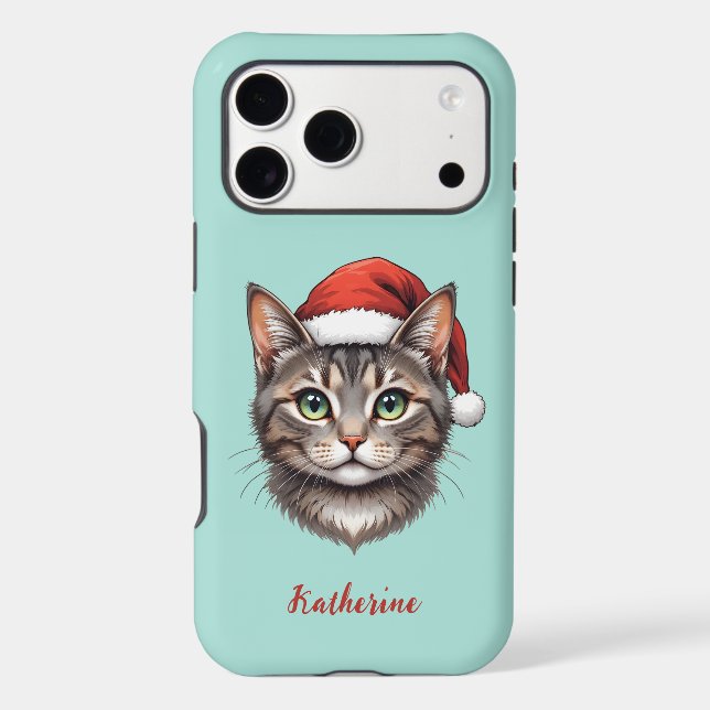 Custom Cute Christmas Cat with Santa Hat (Back)