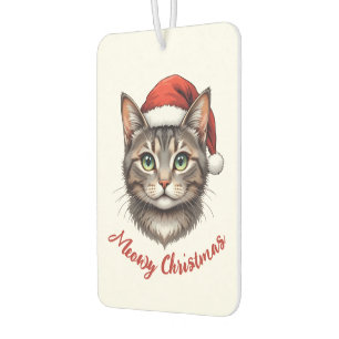 Custom Cute Christmas Cat with Santa Hat Car Air Freshener