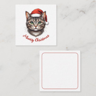 Custom Cute Christmas Cat with Santa Hat Card