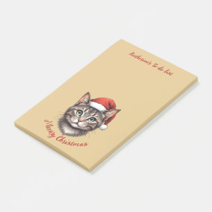 Custom Cute Christmas Cat with Santa Hat Post-it Notes