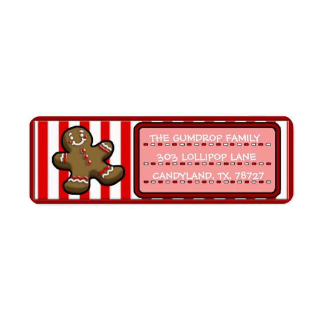 Custom Cute Christmas Gingerbread Return Labels (Front)