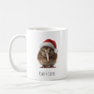 Custom Cute Christmas Kiwi Bird Red Santa Hat Coffee Mug