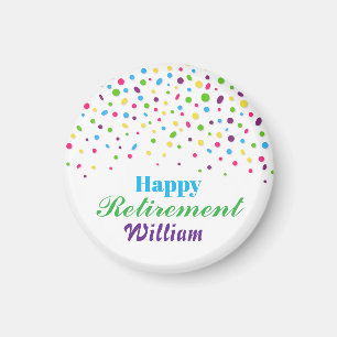 Custom Cute Colourful confetti Happy Retirement Magnet