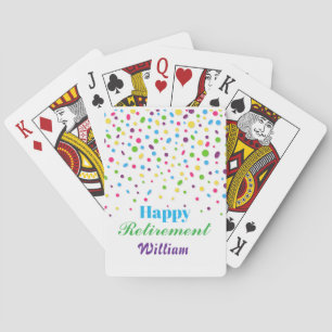 Custom Cute Colourful Confetti Happy Retirement  Playing Cards