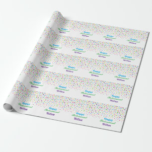 Custom Cute Colourful Confetti Happy Retirement Wrapping Paper