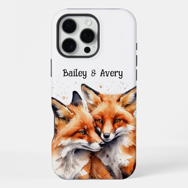 Custom Cute Cuddling Foxes Fox Couple Love Animals iPhone Case (Back)