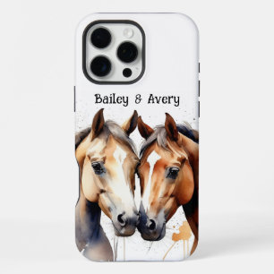 Custom Cute Cuddling Horses Couple Love Animals iPhone 16 Pro Max Case