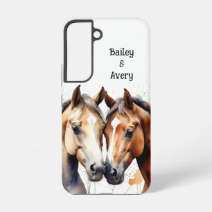 Custom Cute Cuddling Horses Couple Love Animals Samsung Galaxy Case