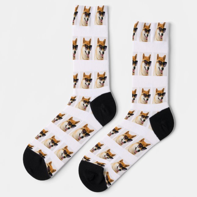 Custom Cute Dog Photo Pattern Socks (Left)