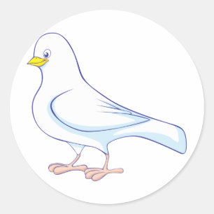 Custom Cute Dove Cartoon Logo Classic Round Sticker