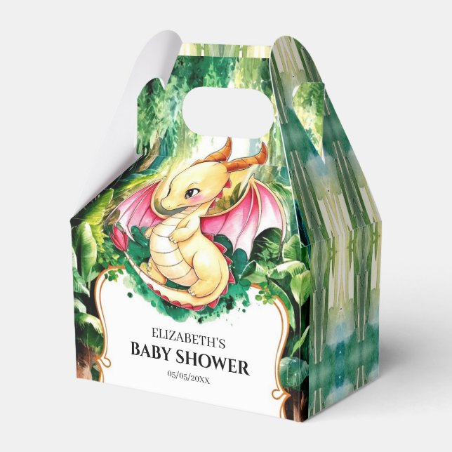 Custom Cute Dragon Baby Shower Favour Box (Front Side)