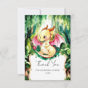 Custom Cute Dragon Baby Shower Thank You Card