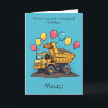 Custom Cute Dump Truck Grandson Birthday Poem Card<br><div class="desc">Make your grandson’s big day even brighter with this personalised birthday poem card—featuring a cheerful dump truck with colourful balloons and his very own name right on the front! Use the Design Tool to customise every detail: the child’s name, the birthday age, and even the poem inside. This joyful design...</div>