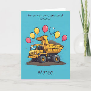 Custom Cute Dump Truck Grandson Birthday Poem Card