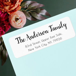Custom Cute Elegant Simple White Return Address Return Address Label