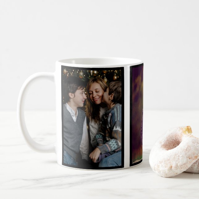 Custom Cute Family 2 Photo Collage Coffee Mug (With Donut)