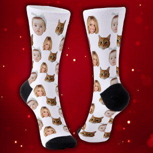 Custom Cute Family Face 3 Photos Socks