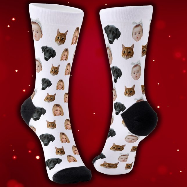 Custom Cute Family Face 4 Photos Socks (Creator Uploaded)