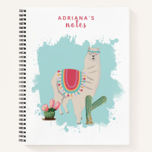 Custom Cute Fiesta Llama & Cactus   Notebook