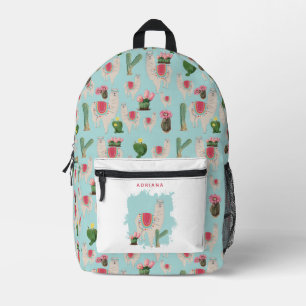 Custom Cute Fiesta Llama & Cactus Nursery Printed Backpack