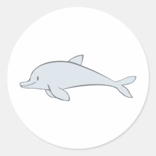 Custom Cute Flipper Dolphin Classic Round Sticker