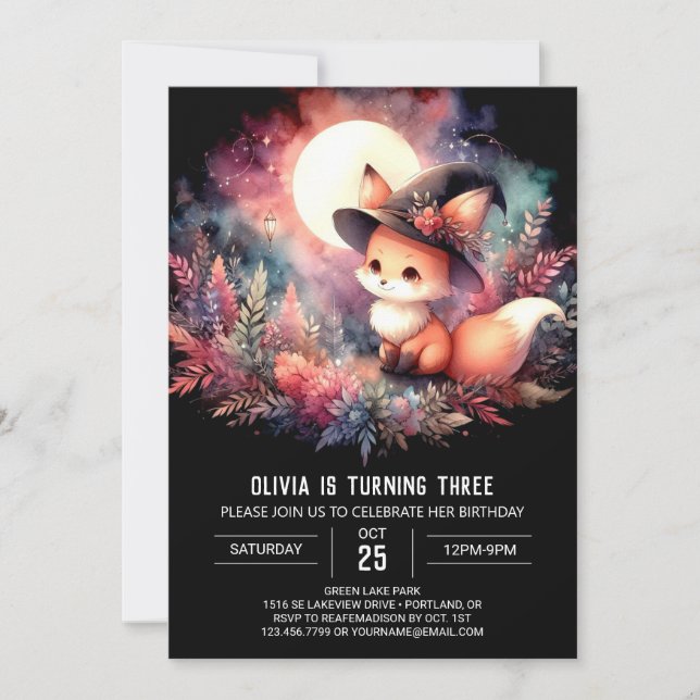  Custom Cute Fox Birthday digital  Invitation (Front)