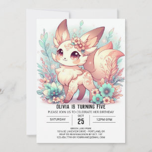Custom Cute Fox Digital Birthday Invitation