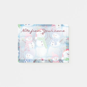 Custom Cute Fun Funny Holiday Snowmen Pattern Post-it Notes