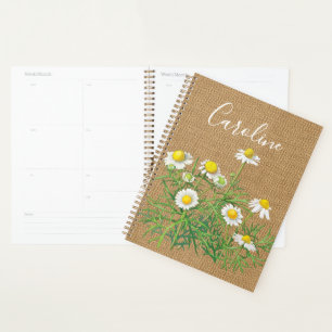 Custom Cute Fun Vintage Chamomile Flowers Planner