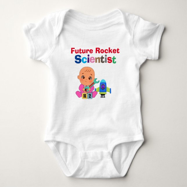Custom Cute Funny Baby Future Rocket Scientist Baby Bodysuit (Front)