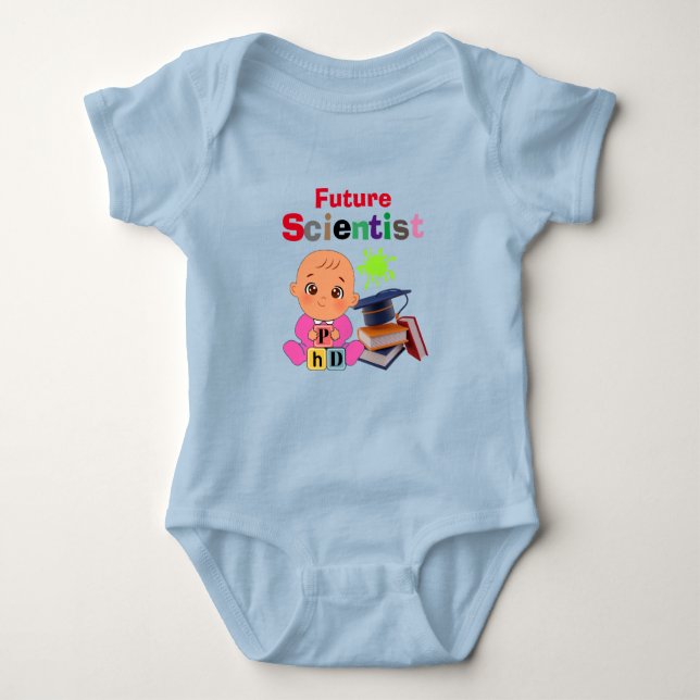 Custom Cute Funny Baby Future Scientist Profession Baby Bodysuit (Front)