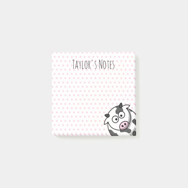 Custom Cute Funny Cartoon Cow Post-it Notes (Front)