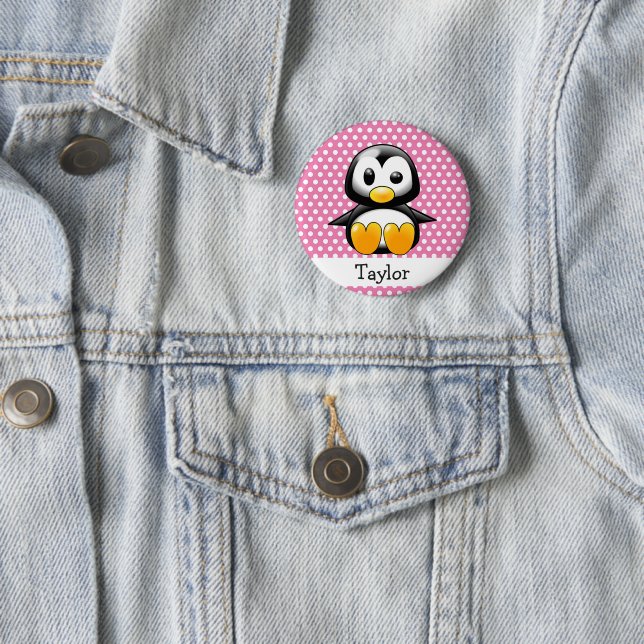 Custom Cute Funny Cartoon Penguin 6 Cm Round Badge (In Situ)