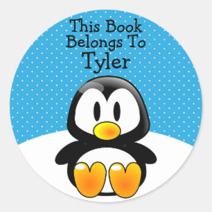 Custom Cute Funny Cartoon Penguin Polka Dot Classic Round Sticker