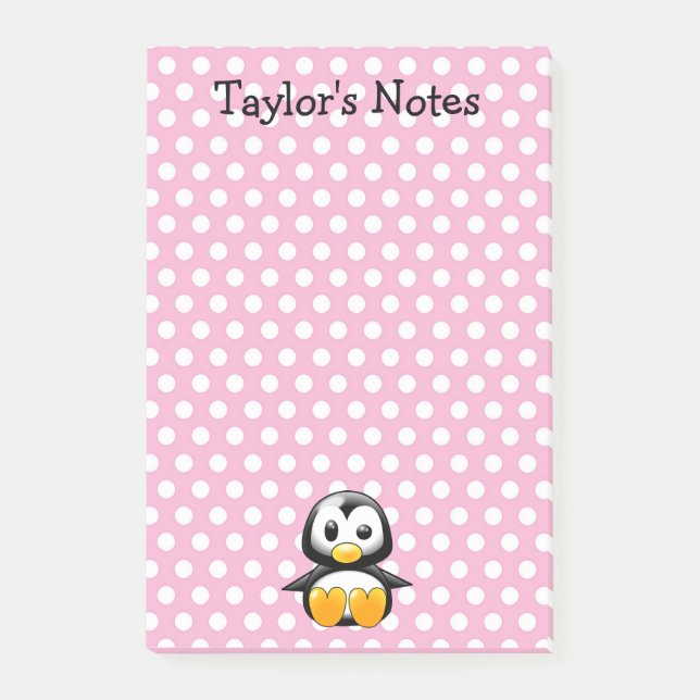 Custom Cute Funny Cartoon Penguin Post-it Notes (Front)