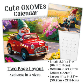 Custom Cute Garden Gnome Art  Calendar