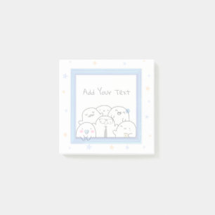 Custom Cute Ghost Family Girly Blue Design Post-it Notes
