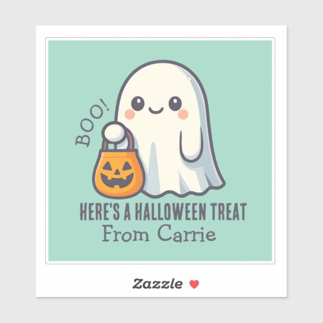 Custom Cute Ghost with Halloween Candy Treat Bag  (Sheet)