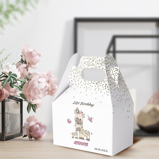 Custom Cute Giraffes Birthday Favour Boxes (Creator Uploaded)