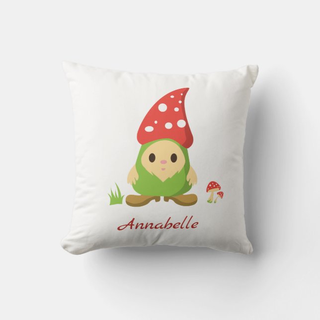 Custom Cute Gnome Mushroom Nursery Kid's Room Cushion (Front)