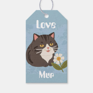 Custom Cute Gray Cat with Mur and Love Gift Tags
