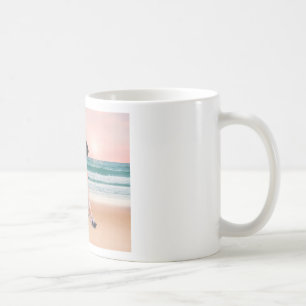 Custom Cute Great Dane Dog Sitting on Beach Coffee Mug