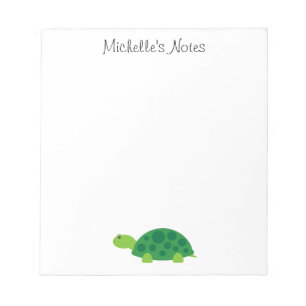 Custom cute green turtle animal design notepad