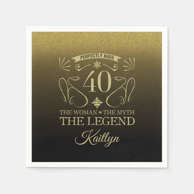 Custom Cute Happy 40th Birthday Napkin (Front)